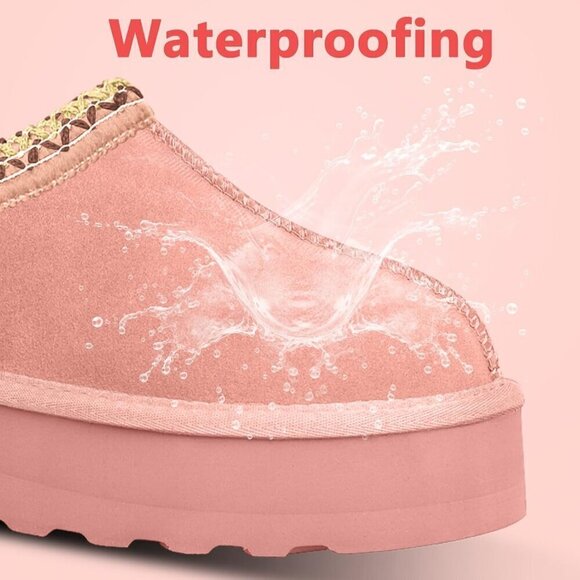 Platform Mini Ankle Boots Short Fur Fleece Lined House Women's Slippers - Picture 5 of 6